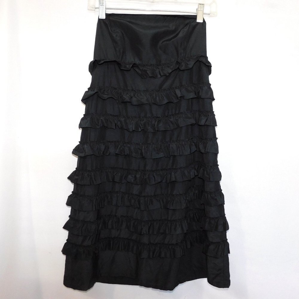 GAP Strapless Ruffle Black Silk Blend Cocktail Dress Womens 4